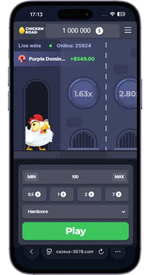 Ustawienie stawki i poziomu trudności w Chicken Road